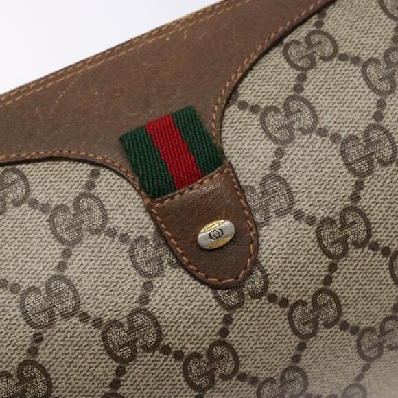 GUCCI GG Supreme Web Sherry Line Bag Pvc Beige Gold 89 02 018 - Picture 14 of 16